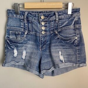Vienna Women's Denim High Waist Rolled Hem Jean Shorts Size 7‎